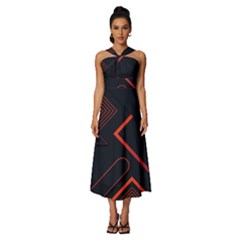 Sleeveless Cross Front Cocktail Midi Chiffon Dress 