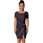 Gradient Geometric Shapes Dark Background Design Fitted Knot Split End Bodycon Dress