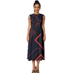 Gradient Geometric Shapes Dark Background Design Sleeveless Round Neck Midi Dress