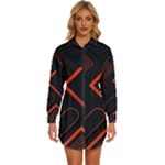 Gradient Geometric Shapes Dark Background Design Womens Long Sleeve Shirt Dress