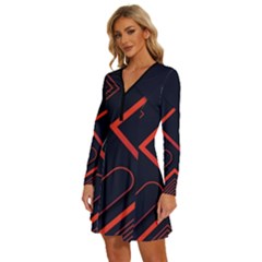 Long Sleeve Deep V Mini Dress  