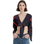 Gradient Geometric Shapes Dark Background Design Trumpet Sleeve Cropped Top