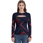 Gradient Geometric Shapes Dark Background Design Women s Cut Out Long Sleeve T-Shirt