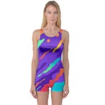 Multicolored Abstract Background One Piece Boyleg Swimsuit