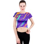 Multicolored Abstract Background Crew Neck Crop Top