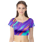 Multicolored Abstract Background Short Sleeve Crop Top