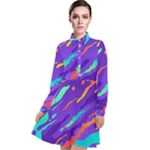 Multicolored Abstract Background Long Sleeve Chiffon Shirt Dress