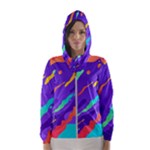 Multicolored Abstract Background Women s Hooded Windbreaker
