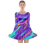 Multicolored Abstract Background Long Sleeve Skater Dress