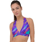 Multicolored Abstract Background Halter Plunge Bikini Top
