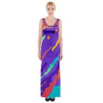 Multicolored Abstract Background Thigh Split Maxi Dress