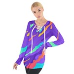 Multicolored Abstract Background Tie Up T-Shirt