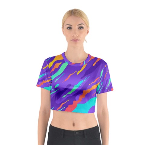 Multicolored Abstract Background Cotton Crop Top from ArtsNow.com