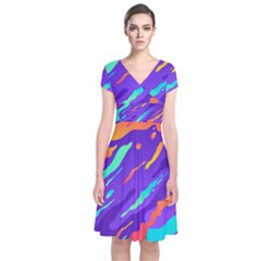 Short Sleeve Front Wrap Dress 