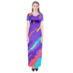 Multicolored Abstract Background Short Sleeve Maxi Dress