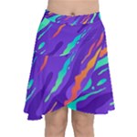 Multicolored Abstract Background Chiffon Wrap Front Skirt