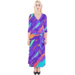 Multicolored Abstract Background Quarter Sleeve Wrap Maxi Dress