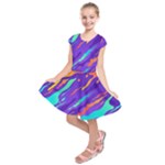 Multicolored Abstract Background Kids  Short Sleeve Dress