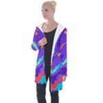 Multicolored Abstract Background Longline Hooded Cardigan
