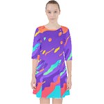Multicolored Abstract Background Quarter Sleeve Pocket Dress