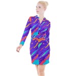 Multicolored Abstract Background Button Long Sleeve Dress