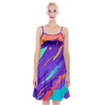 Multicolored Abstract Background Spaghetti Strap Velvet Dress