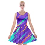 Multicolored Abstract Background Velvet Skater Dress