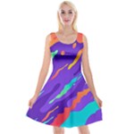Multicolored Abstract Background Reversible Velvet Sleeveless Dress