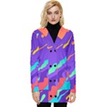 Multicolored Abstract Background Button Up Hooded Coat 
