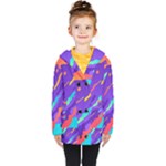 Multicolored Abstract Background Kids  Double Breasted Button Coat