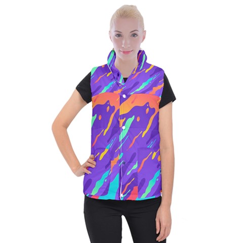 Multicolored Abstract Background Women s Button Up Vest from ArtsNow.com