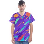 Multicolored Abstract Background Men s V-Neck Scrub Top