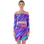 Multicolored Abstract Background Off Shoulder Top with Skirt Set