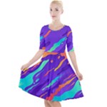Multicolored Abstract Background Quarter Sleeve A-Line Dress