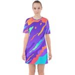 Multicolored Abstract Background Sixties Short Sleeve Mini Dress