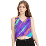 Multicolored Abstract Background V-Neck Cropped Tank Top