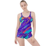 Multicolored Abstract Background Boyleg Tankini Set 