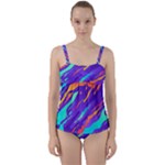 Multicolored Abstract Background Twist Front Tankini Set