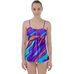 Multicolored Abstract Background Babydoll Tankini Top
