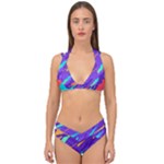 Multicolored Abstract Background Double Strap Halter Bikini Set