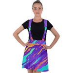 Multicolored Abstract Background Velvet Suspender Skater Skirt