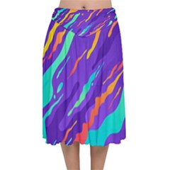 Velvet Flared Midi Skirt 