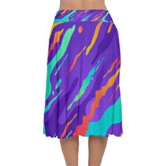Velvet Flared Midi Skirt 