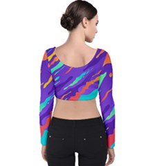 Velvet Long Sleeve Crop Top 