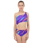 Multicolored Abstract Background Spliced Up Two Piece Swimsuit