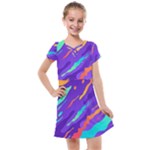 Multicolored Abstract Background Kids  Cross Web Dress