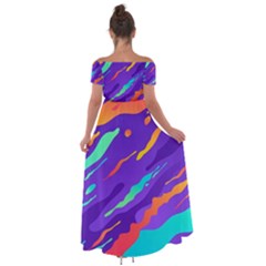 Off Shoulder Open Front Chiffon Dress 