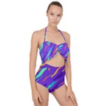 Multicolored Abstract Background Scallop Top Cut Out Swimsuit