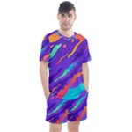 Multicolored Abstract Background Men s Mesh T-Shirt and Shorts Set