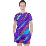 Multicolored Abstract Background Women s T-Shirt and Shorts Set